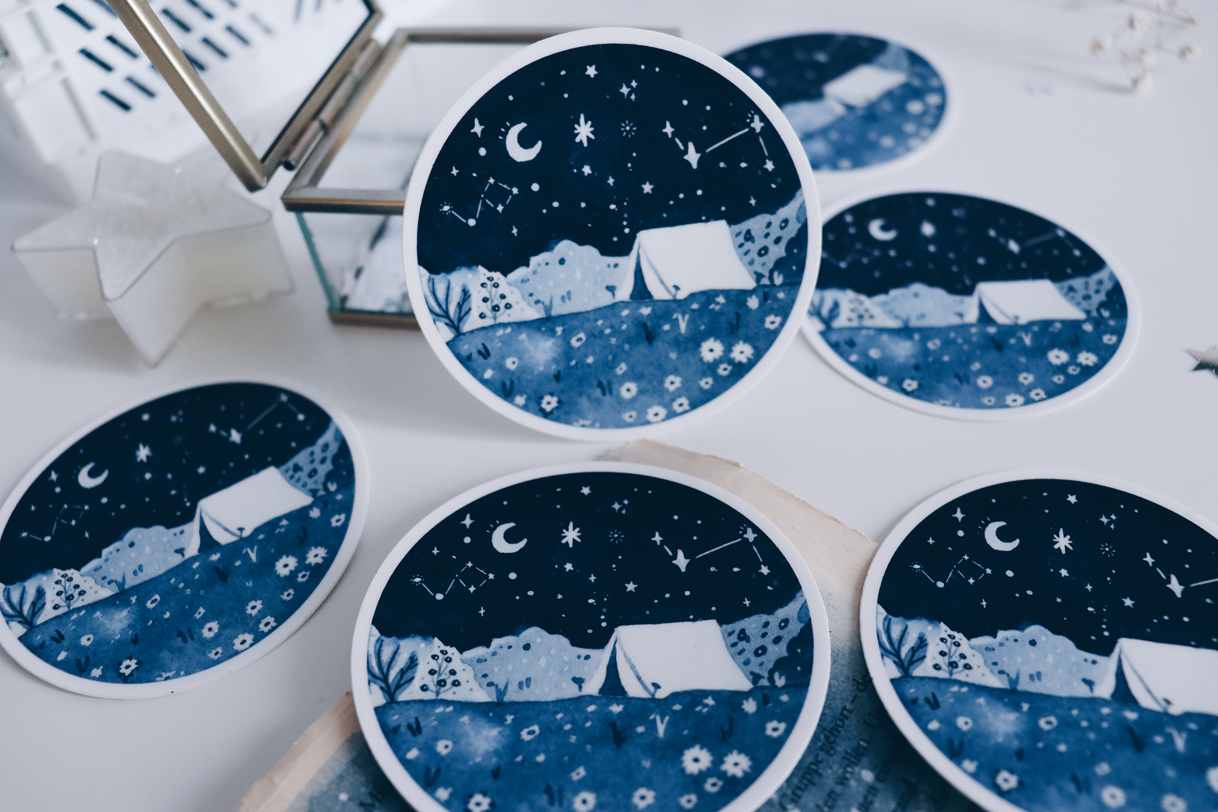 Sticker - Watercolor Camping Galaxy Skies