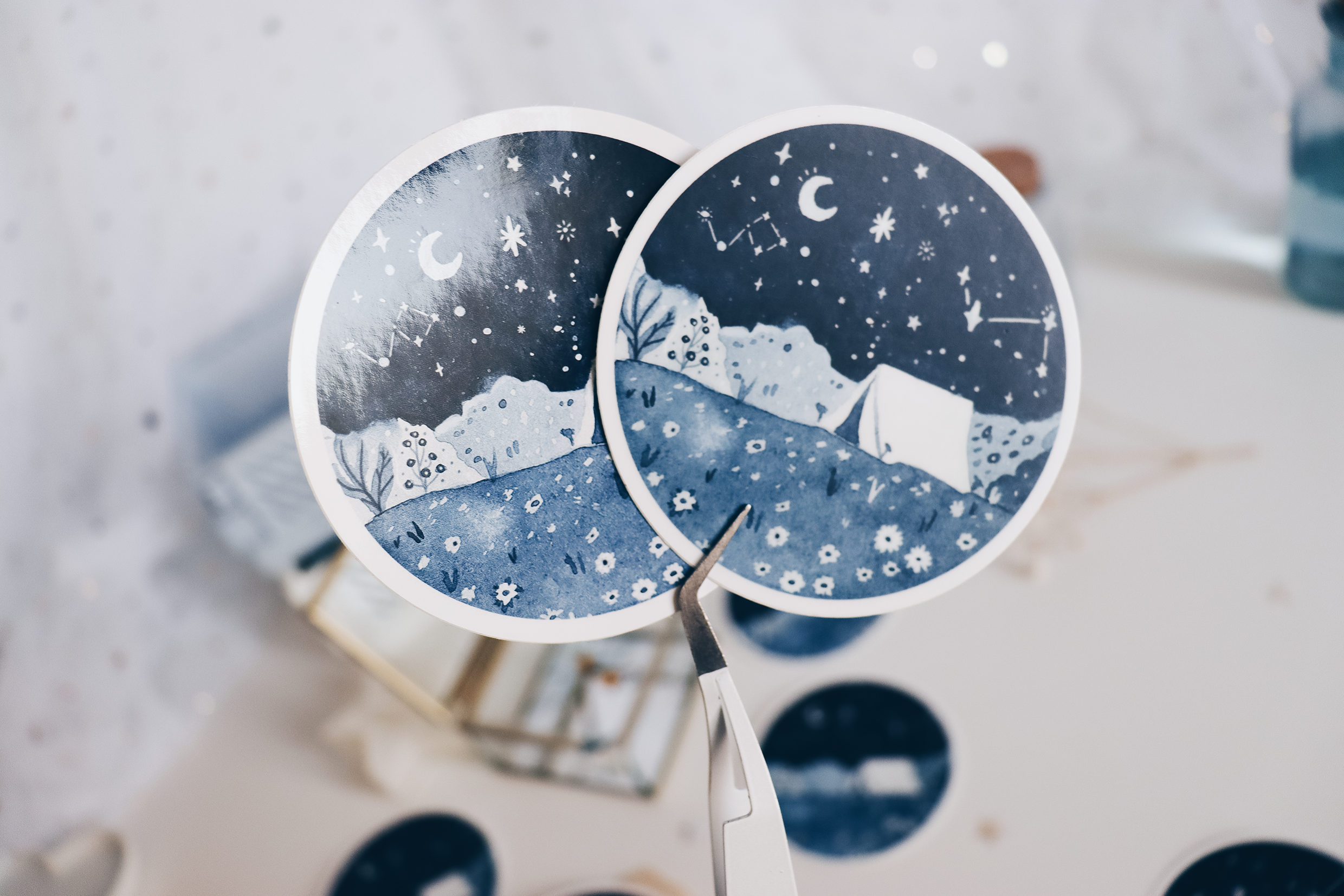 Sticker - Watercolor Camping Galaxy Skies