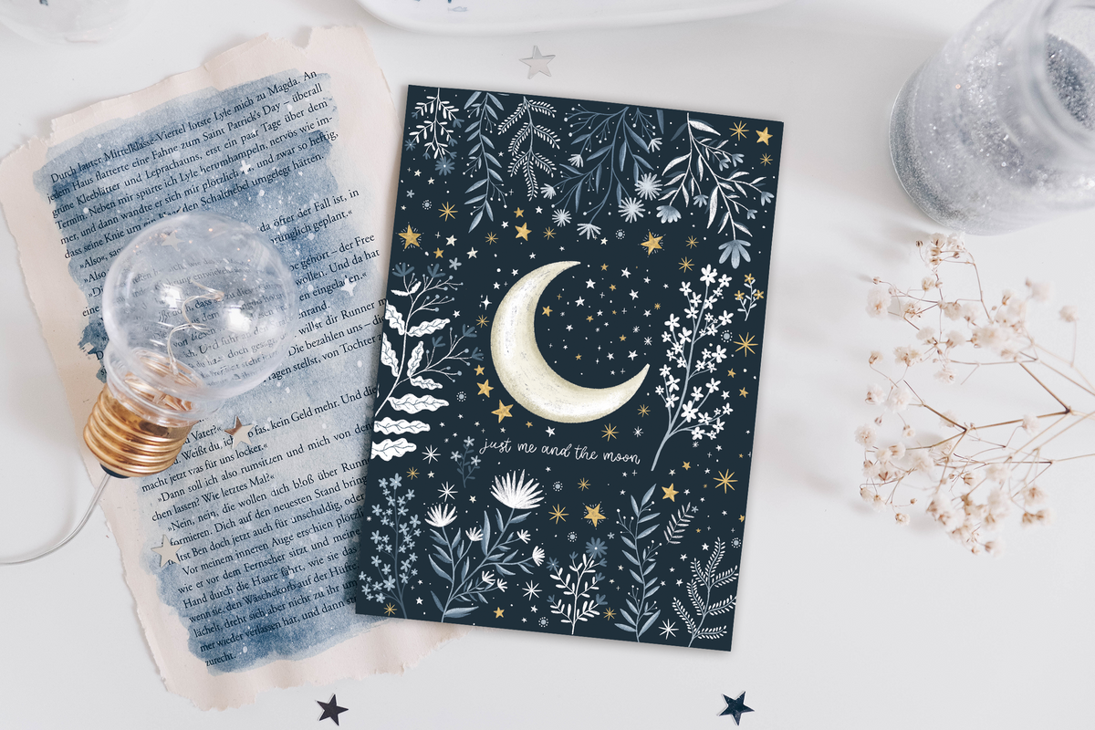 Postcard - just me and the moon