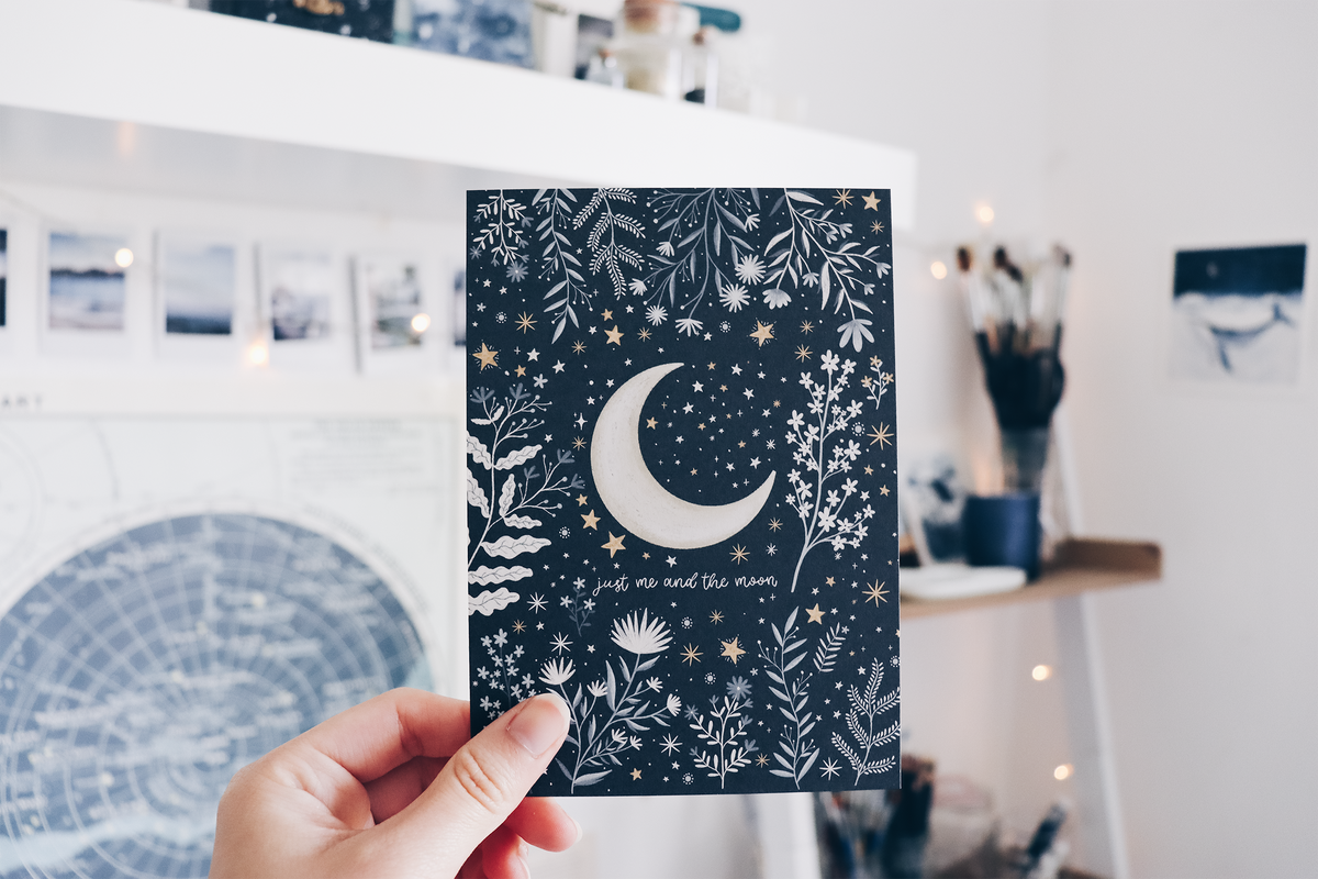 Postcard - just me and the moon