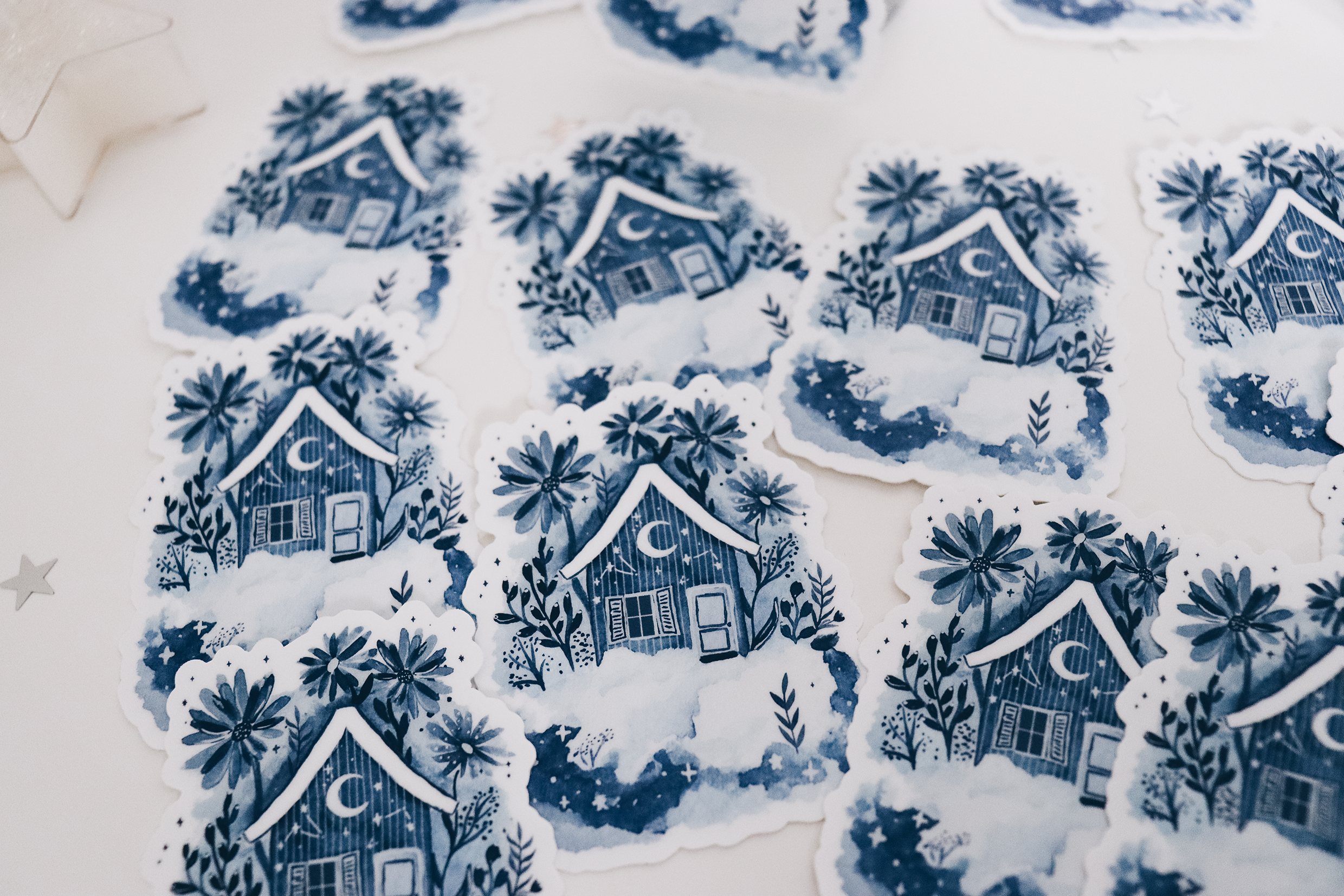 Sticker - Watercolor House in the Clouds