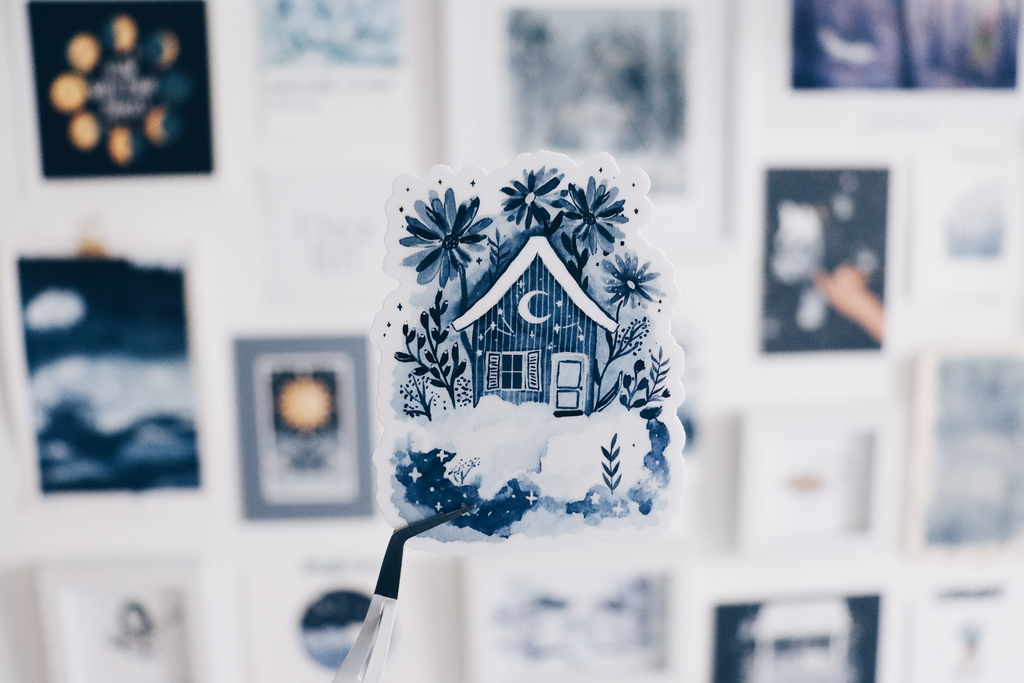 Sticker - Watercolor House in the Clouds