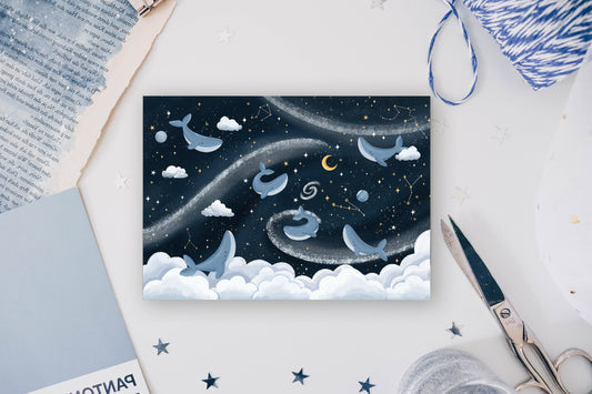 Postcard - Starry Night Whales