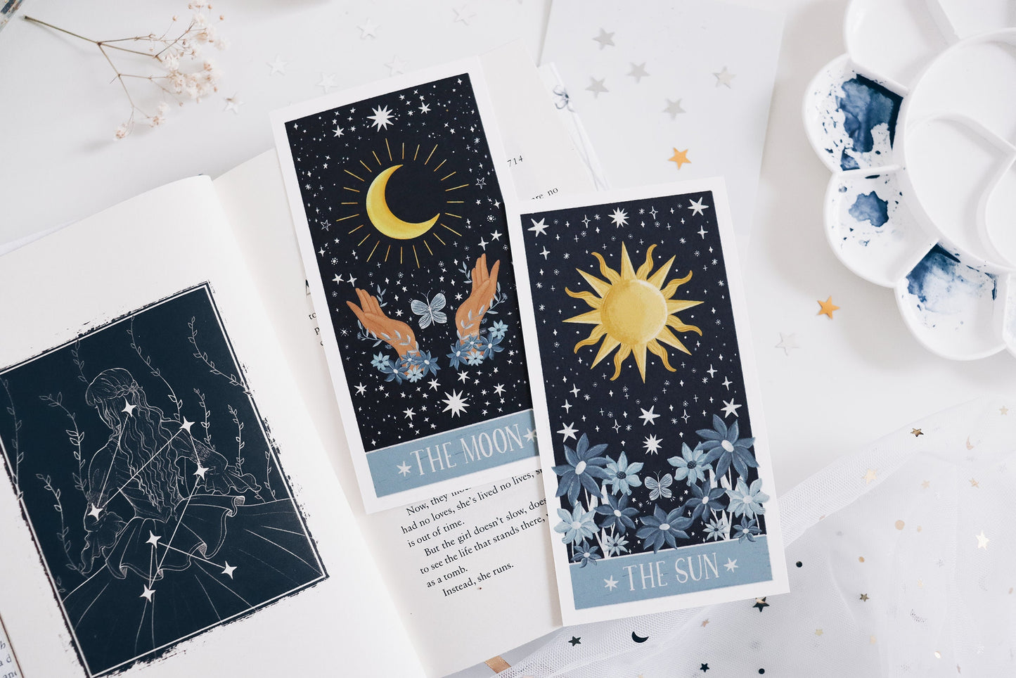 Bookmark - Tarot Card Moon and Sun